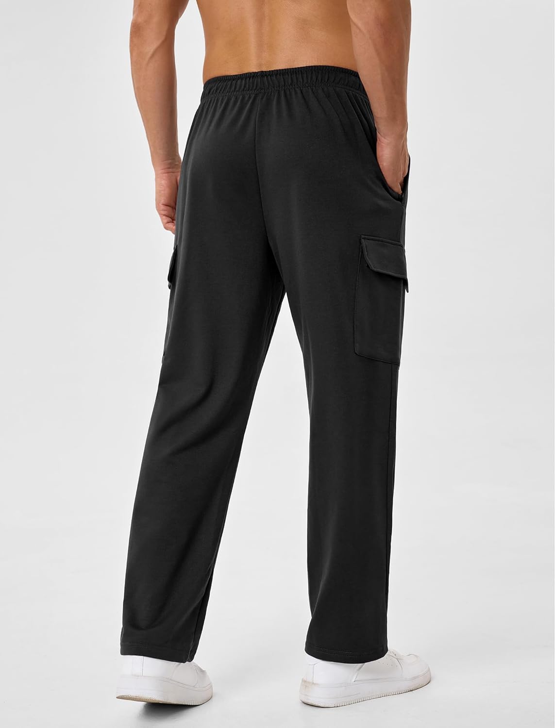 SILKWORLD Sweatpants for Men Zipper Cargo Pockets Joggers Open Bottom Casual Pants for Athletic, Jogging, Running, Workout - Image 2