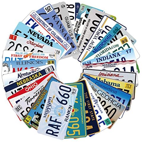 Assorted Replica License Plates, Prop Number Tags, Man Cave Garage Bar Decor, 6x12 inches (18 pcs) Cover