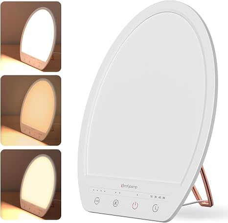 Comfytemp Light Therapy Lamp, 10,000 Lux Full Spectrum Light Therapy Lamp, 4 Adjustable Light Brightness, Color Temperature & 4 Timer, Portable Light Therapy Box with Stand, Improve Sleep & Lift Mood