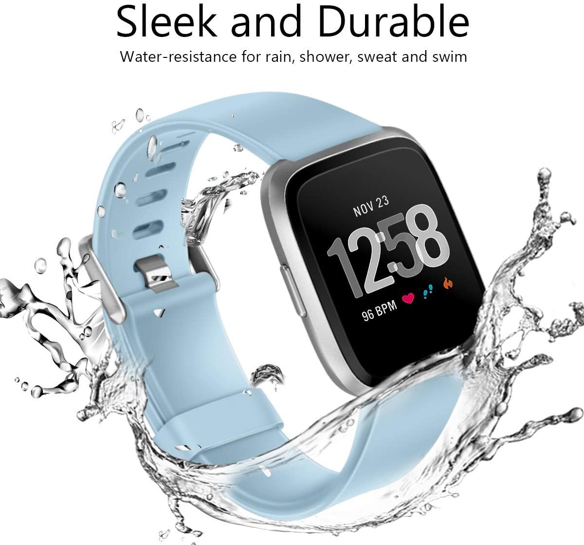 GEAK Sports Bands for Fitbit Versa/Fitbit Versa 2/Fitbit Versa Lite,Soft Waterproof Wristbands Accessories Compatible Fitbit Versa Smartwatch for Women Men,3 Pack Small Large
