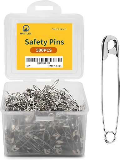 500Pcs Assorted, 1.5 Inch Rust-Resistant Steel Wire Silver Sewing Pins, Large for Clothes Crafts Use