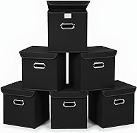 Vista 22 de Organizadores de Armario Contenedores de Almacenamiento de Tela Con Tapas Cubos Plegables Organizador Cesta Con Asas, Cajas de Almacenamiento