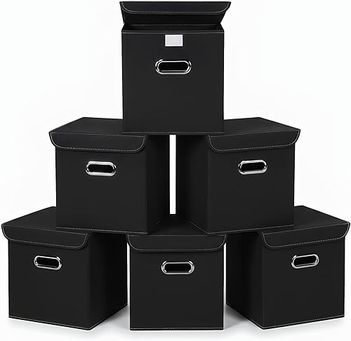 Vista 85 de Organizadores de armario de tela con tapas, cesta organizadora de almacenamiento plegable con asas, cajas de almacenamiento para almacenamiento