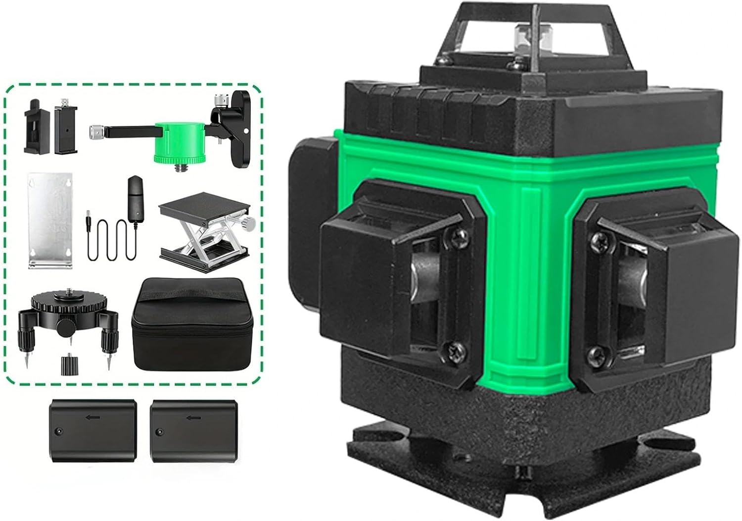 Tegatok Laser Level Self Leveling 16 Lines 4D Green 360° Self Leveling Rotary Cross Line Measure for Construction and Picture Hanging, Rechargeable Battery, Remote Controller, laserpower<1mW