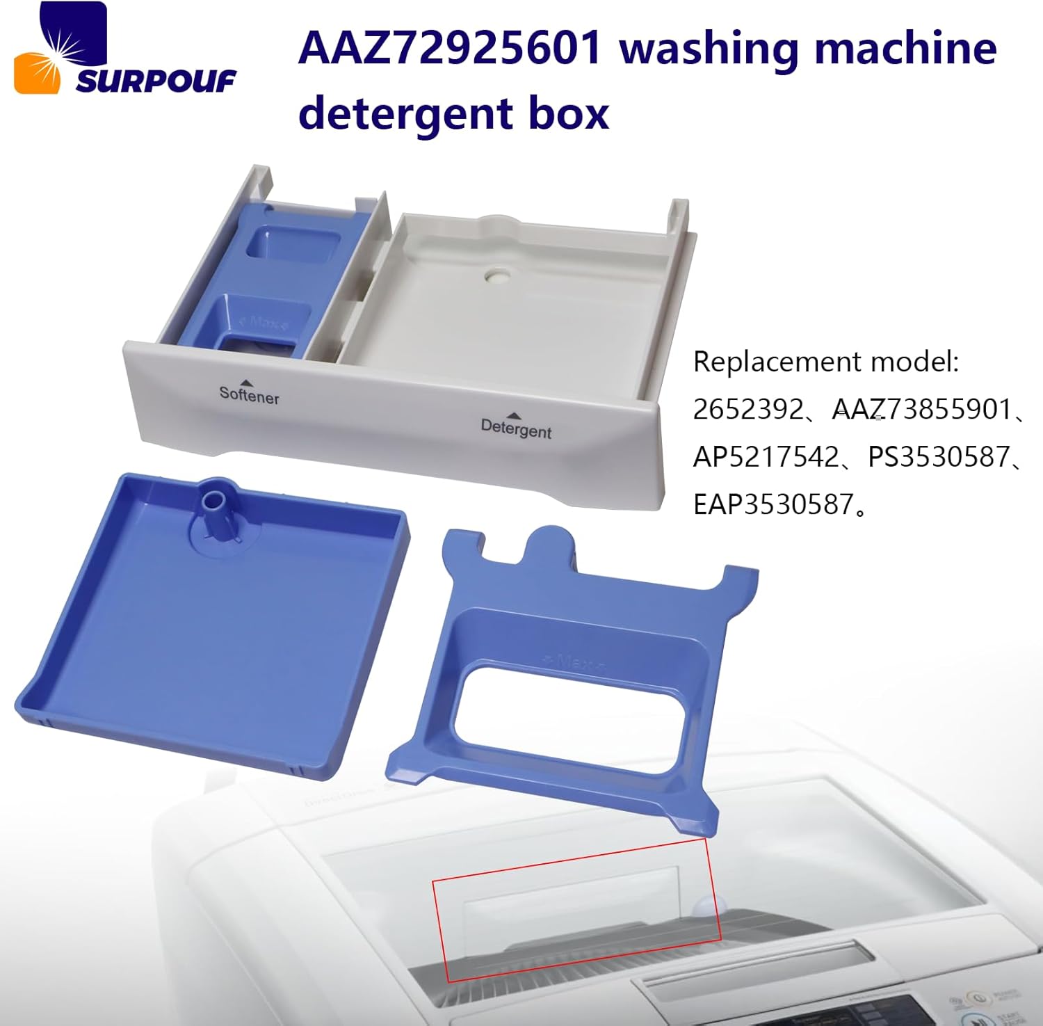 AAZ72925601 Washing Machine Dispenser Detergent Box Fits for LG AP5217542 EAP3530587 PS3530587 2652392 image 3 of 6 B0DFBFTQ2V