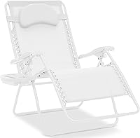 Vista 30 de Best Choice Products Silla reclinable de patio al aire libre de gran tamaño con gravedad cero, plegable, con portavasos y bandeja de accesorios