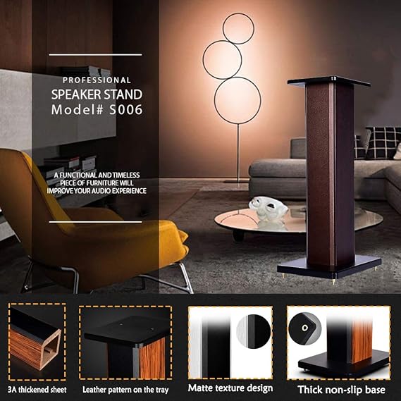 BTZHY Speaker Stands,A Pair of Wood Grain Hollowed Stands, for Optional Sand Filling Tuning, Kill Any Floor Resonance, Wire Management