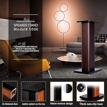 BTZHY Speaker Stands,A Pair of Wood Grain Hollowed Stands, for Optional Sand Filling Tuning, Kill Any Floor Resonance, Wire Management