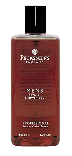 Pecksniffs Gel de baño y ducha hidratante de lujo para hombre, aroma profesional, quípre perfumado con cítricos brillantes, bergamota, limón y