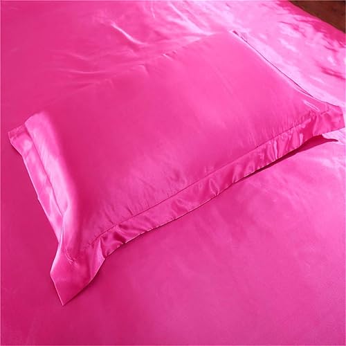 Miniatura 3 de Kanak Bedding Juego de ropa de cama de 3 piezas, juego de edredón de satén de seda suave, bordado simple de seda, color sólido, 1 funda de edredón +