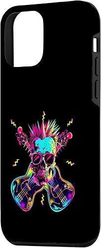 Miniatura 2 de iPhone 12 mini Streetwear Synthwave 80s 90s skull rock music bass guitar Case