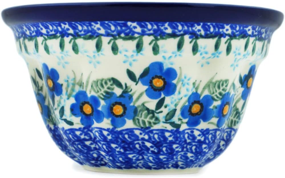 Polmedia Polish Pottery Cake Mould - Blue Joy Pattern Handmade in Boleslawiec Poland by Ceramika Artystyczna + Certificate of Authenticity
