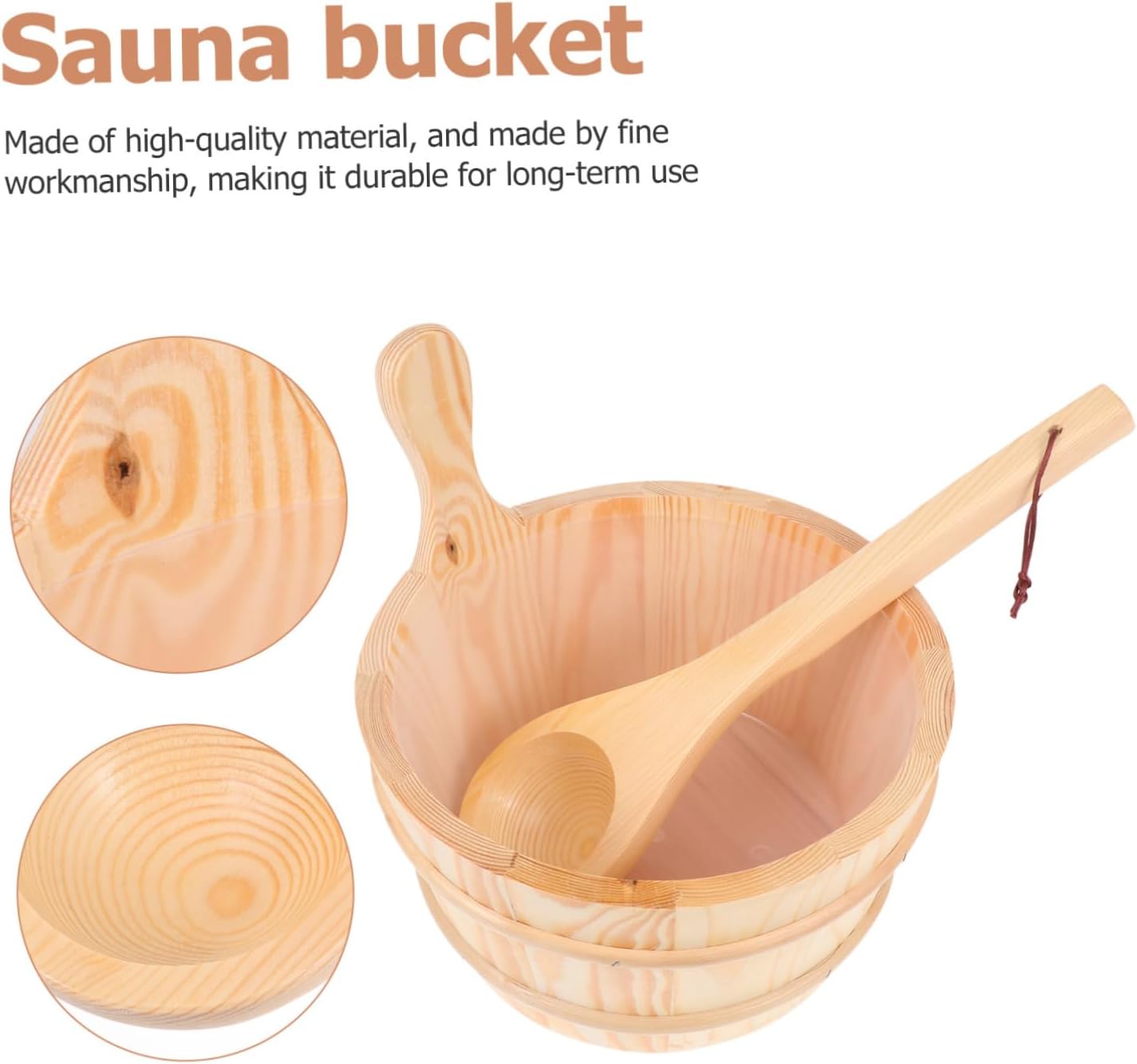MERRYHAPY Natural Wooden Sauna Bucket Spoon Set Spa Tools for Home Sauna Luxury Spa Room