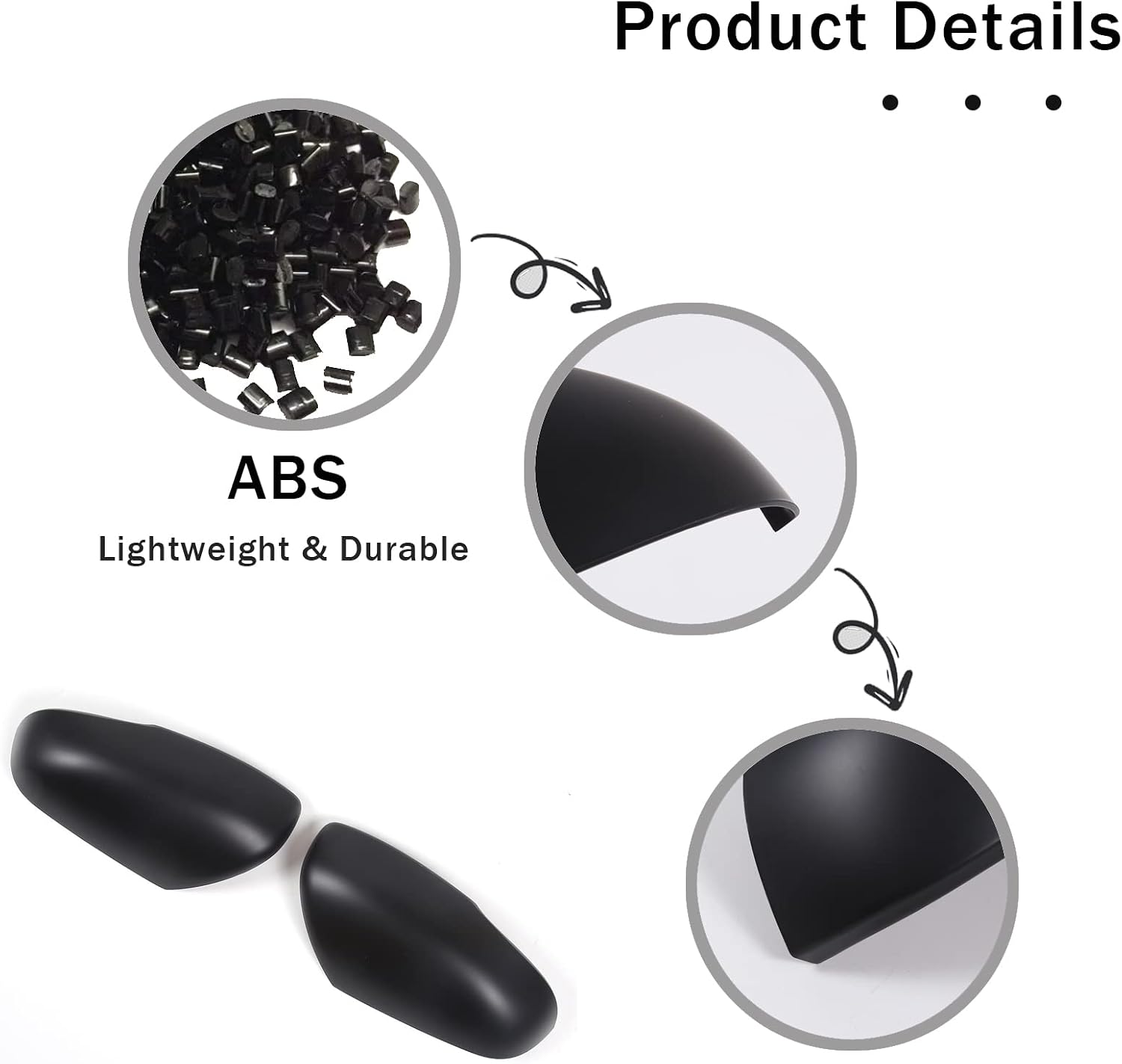 2PCS Rearview Mirror Covers for Honda Pilot 2016-2022/ Ridgeline 2020-2024/ Passport 2019-2024, ABS Material Door Side Mirror Guard Cover Cap Exterior Accessories (Matt Black)