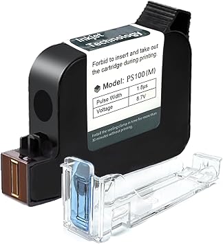 Phezer Original Quick Dry Solvent Ink Cartridge Replacement PS100 Handheld Inkjet Printer and Mini Inkjet Printer, Compatible for 0.5 inch/12.7mm Printer Black1 Pcs, 0.5inch, 42ml