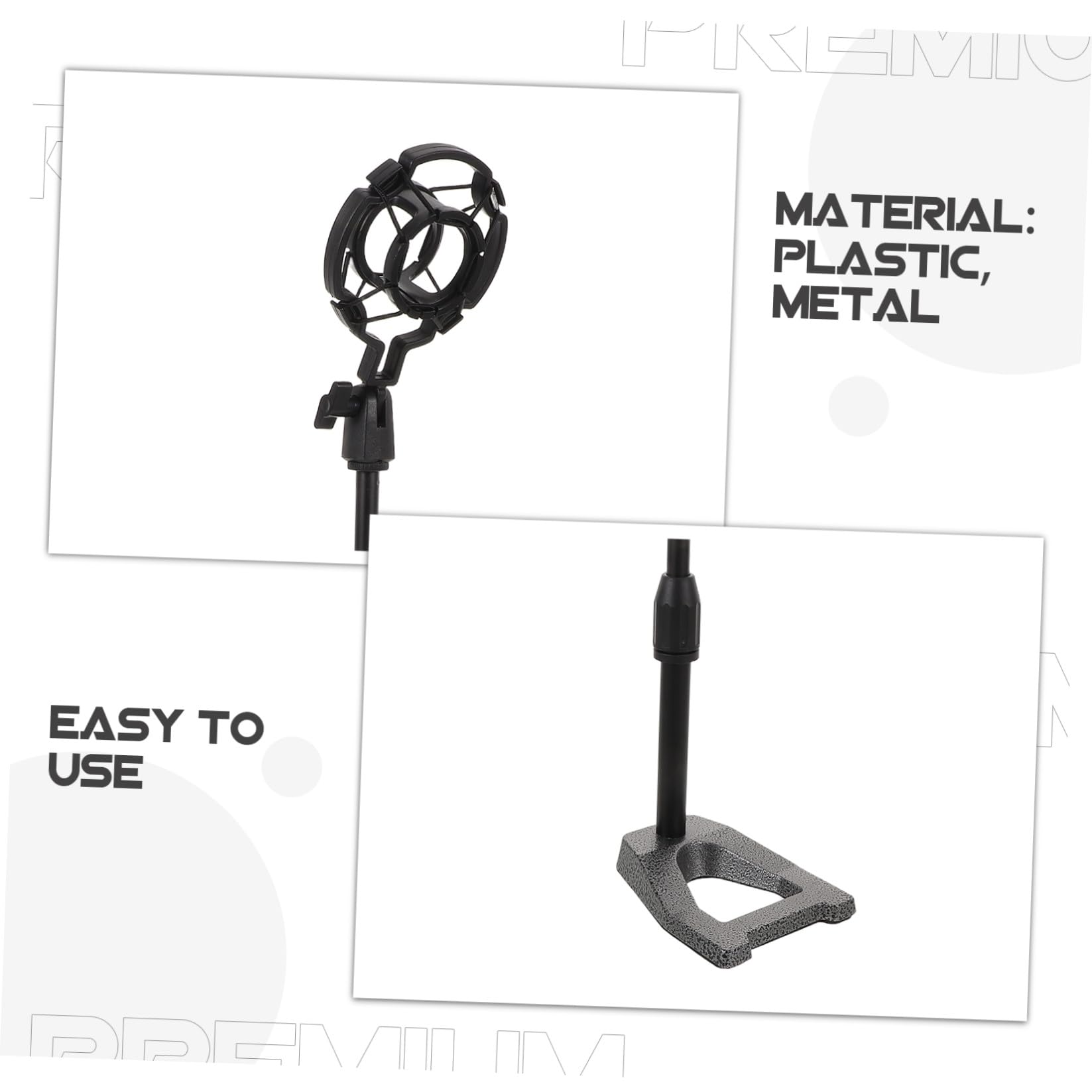 Supporto Microfono da Tavolo Nero in Metallo Base Zavorrata | Altezza Regolabile, Clip Antivibrazione in Plastica, Design Compatto e Portatile per Streaming e Produzione Musicale