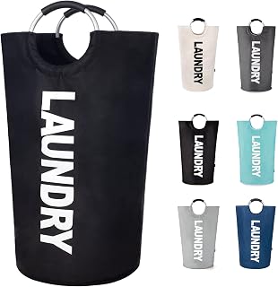95L Pro X-Large Laundry Baskets, Laundry Hamper Stands Up Well, Laundry Bag with Padded Handles, Waterproof Laundry Basket Collapsible, Clothes Hamper for Bathroom, Laundry, College (Black)