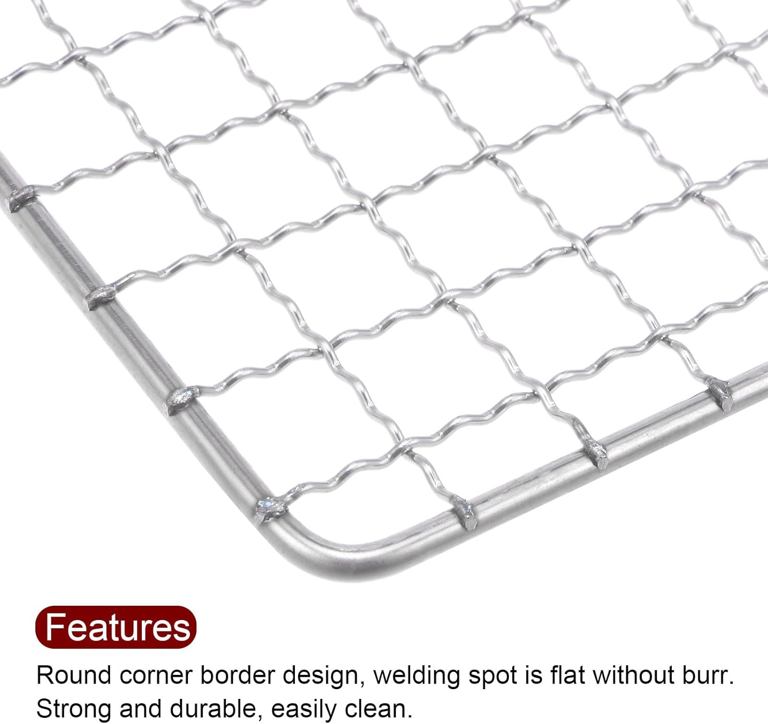 HARFINGTON 2pcs Square BBQ Grill Net 19x50cm Stainless Steel Cross Wire Barbecue Mesh Mat for Baking Smoking Charcoal Grilling Roasting