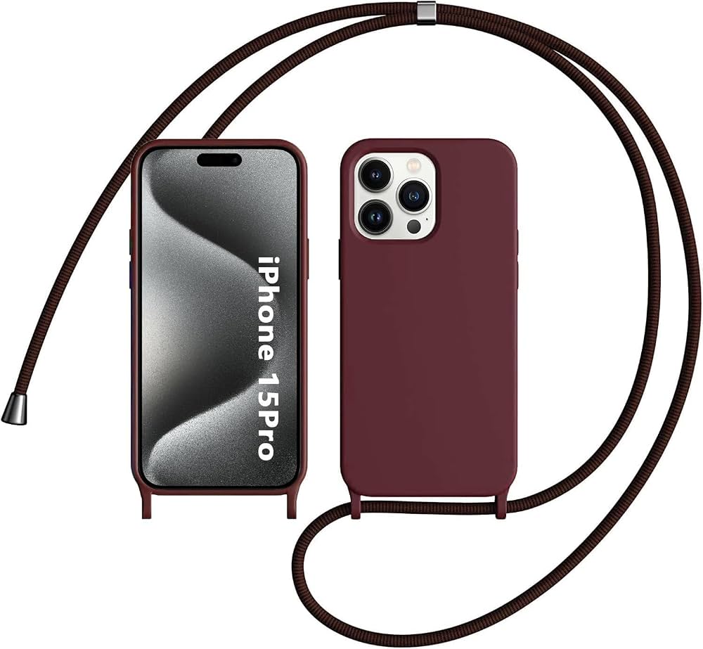 Custodia Per IPhone 11/12 Con Cordino Incluso | Silicone Liquido Rosso Vino | Tracolla Regolabile - 2