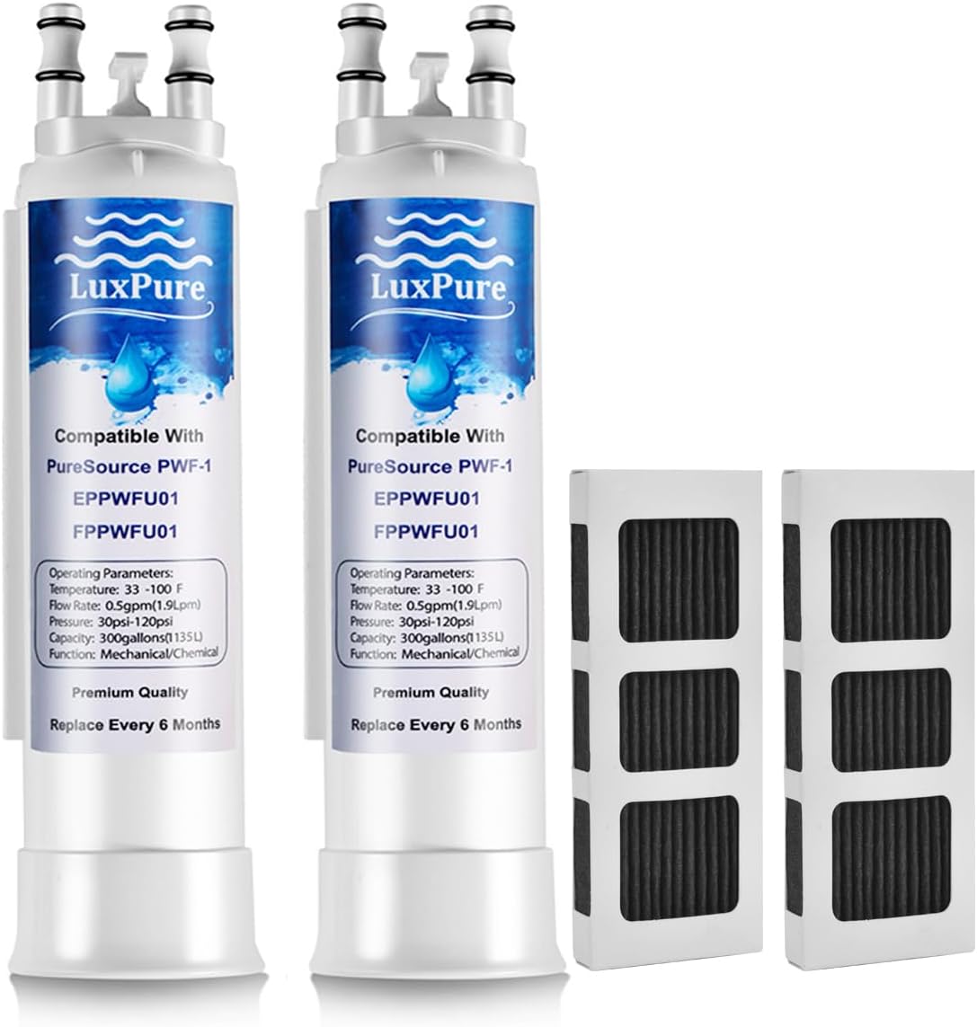PWF-1 FPPWFU01Refrigerator Water Filter & PureAir Ultra II PAULTRA2 Air Filter Combo, Compatible with FRIGCOMBO13, FRSS26L3AF, FRSS2333AS, FRSC2333AS, FRSS2323AB, (2+2- Combo)