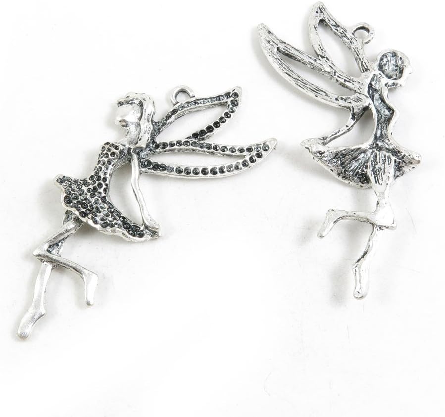 120 Pieces Antique Silver Tone Jewelry Making Supply Charms Filigrees Arts Crafts Beading Findings Crafting E6UO3U Fairy Angel