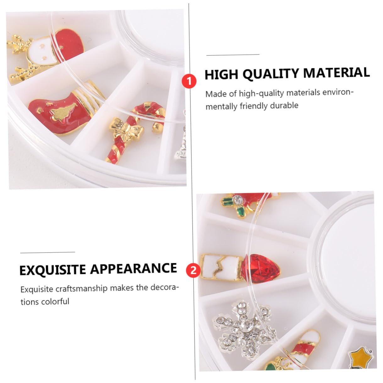 Ciieeo Christmas Nail Art Decoration Supplies 3pcs Alloy Snowflake Manicure Tools 12-compartment Storage Tray Holiday Nail Accessories