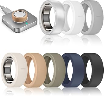 8 Pack Ring Cover Compatible with Oura Ring Gen 4/4 Ceramic/Gen 3 | Elastic Silicone Anti-Scratch Protector for Ultrahuman/RingConn Gen 3/Gen 2/Gen 2 Air Cover, Supports Charging