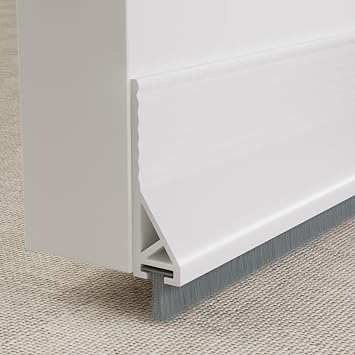 KNEELISA 39X 2 Pack Rubber Door Sweep Bottom Exterior & Interior,Silicone Adhesive Under Door Draft Stopper with Brush,Gap Filler Noise Blocker,Soundproofing Seal Strip,White