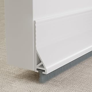 39”X 1 Pack Rubber Door Sweep Bottom Exterior & Interior,Silicone Adhesive Under Door Draft Stopper with Brush,Gap Filler Noise Blocker,Soundproofing Seal Strip,White