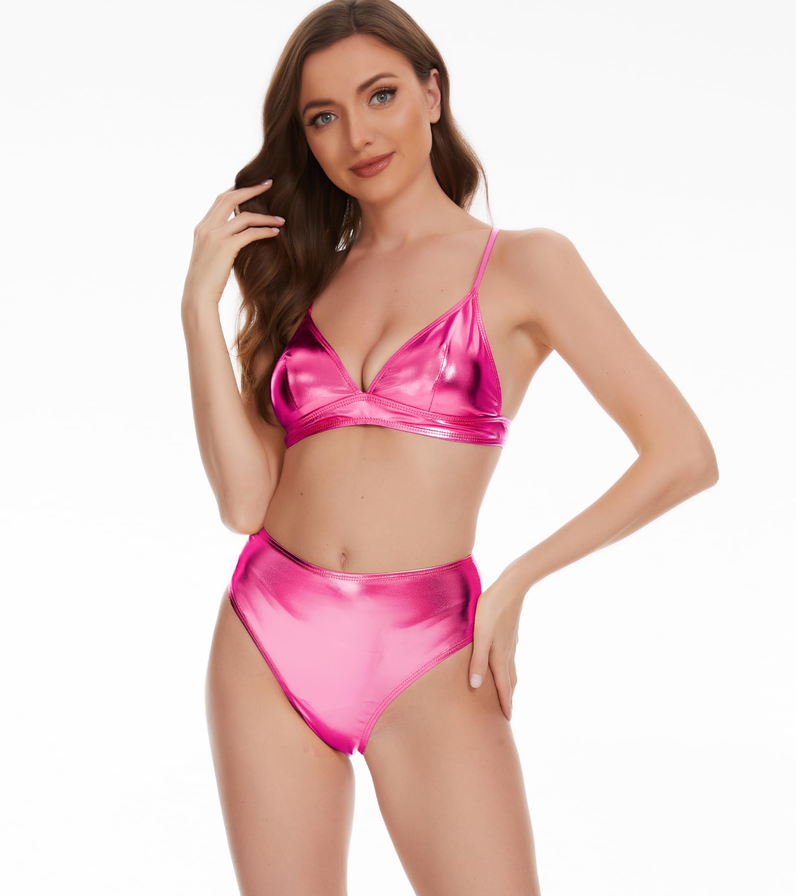 String métallique pour femme - Taille haute - Short de festival pour danse