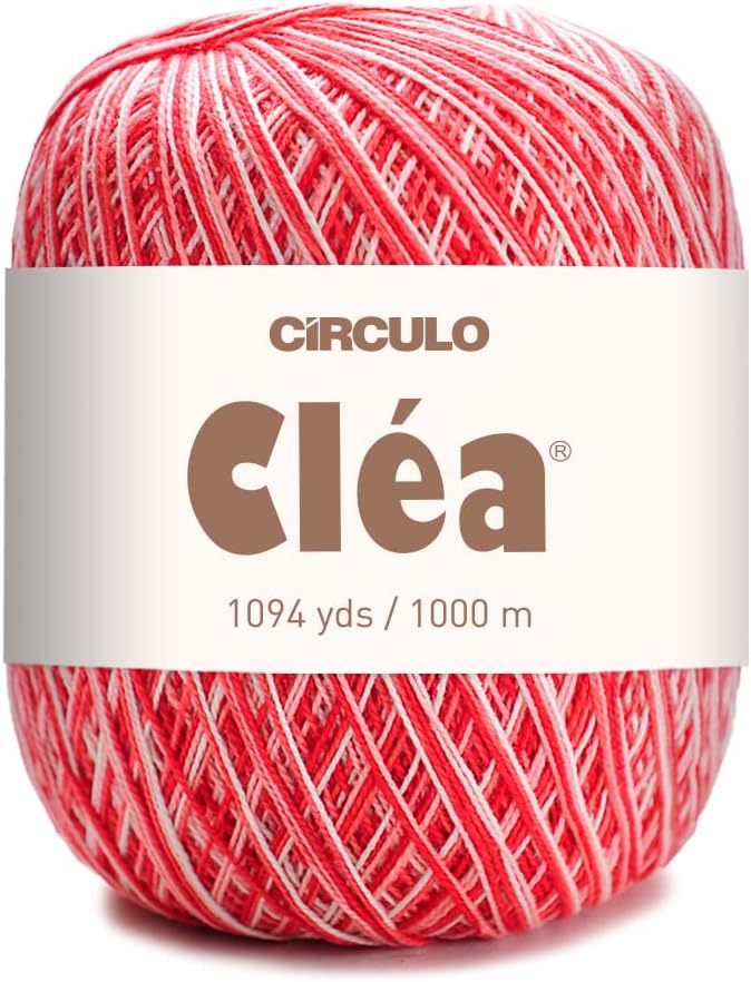 Circulo Clea Yarn – Crochet Thread Fine Size 10-8/2 Perfect for Weaving - 100% Mercerized Brazilian Cotton (Pack of 1 Ball) – 5.3 oz, 1094 yds - Color: 6133 - Pink