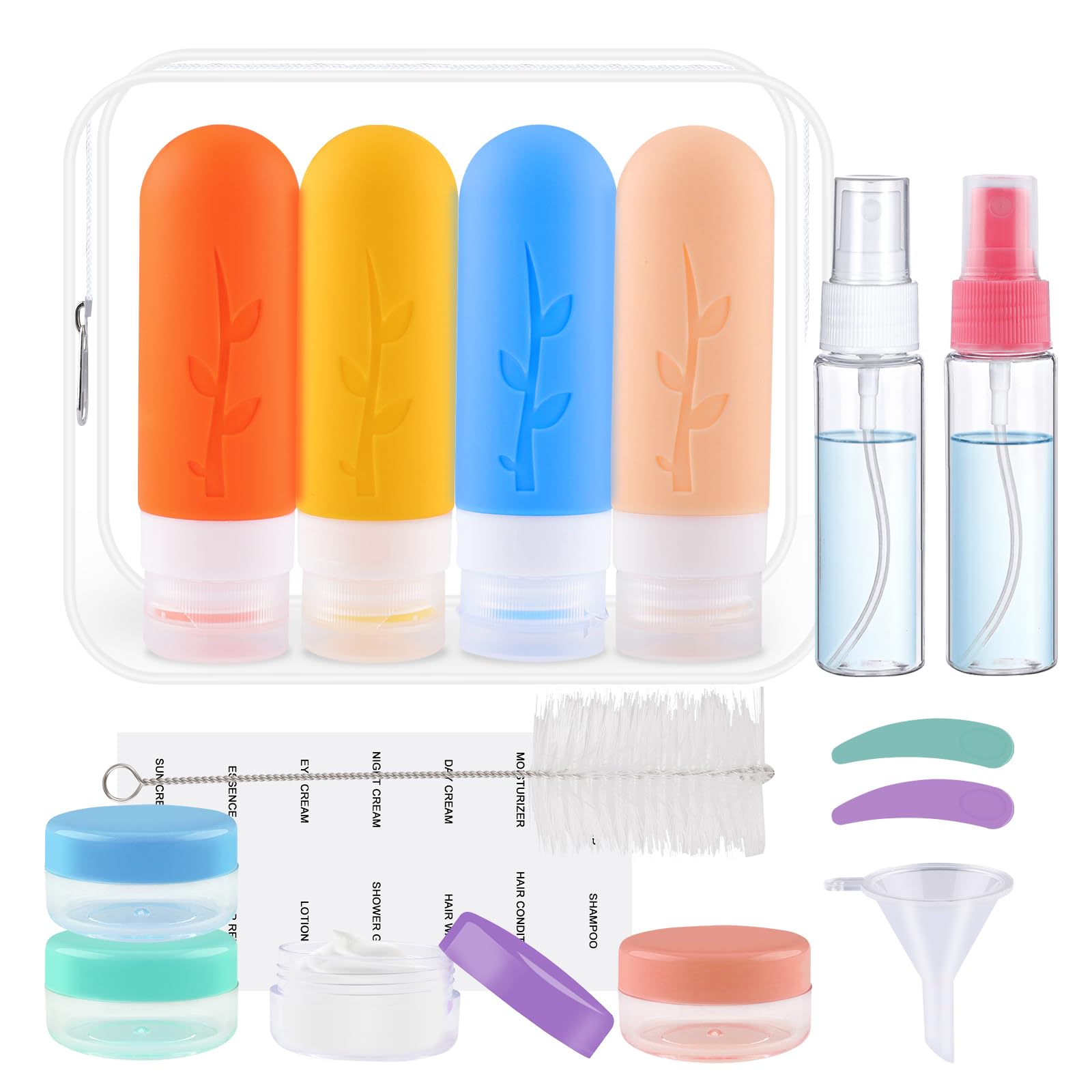 Set 16 Pezzi Contenitori Viaggio Per Liquidi 100ml - Silicone Senza BPA, Kit Aereo Per Shampoo E Crema - Foto 3