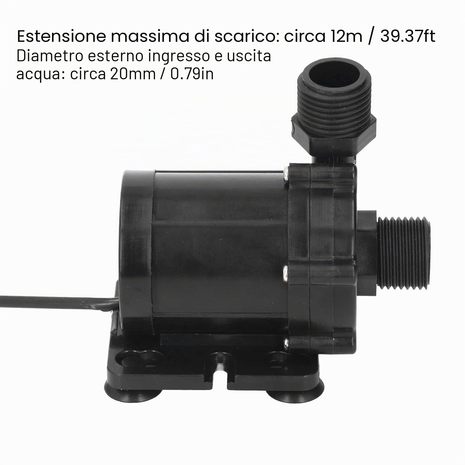 Pompa Booster Pressione Acqua, DC12V 30W 13L/min Portata 12m Pompa Acqua di Scarico e Sollevamento, Pompa di Trasferimento Acqua Silenziosa per Acquario, Acquario, Fontana, Doccia