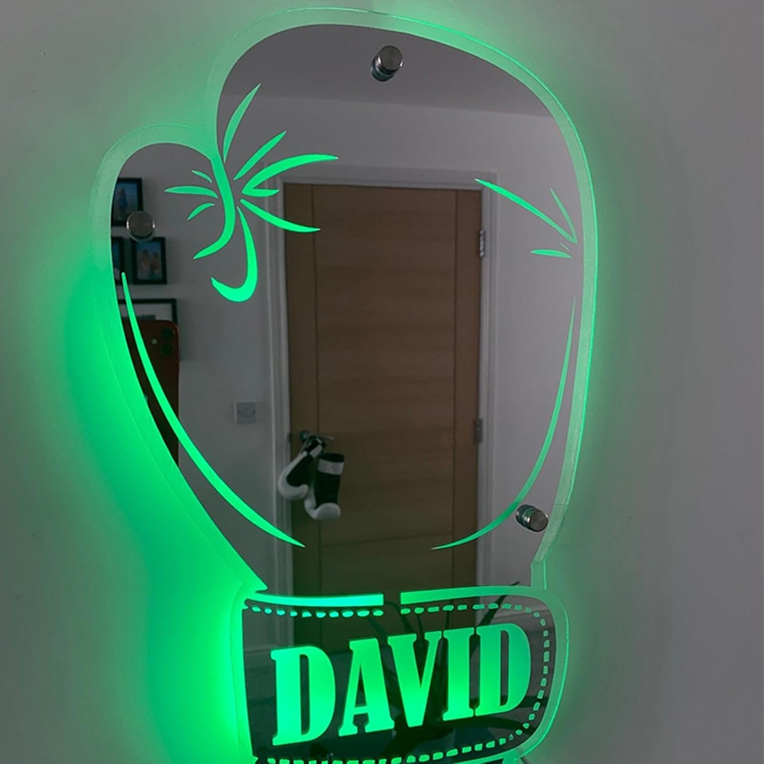 Personalized Name Mirror LED Light - Custom Soccer Neon Lamp Signs Livingroom Bedroom Light Up Mirror Night Light Wall Decor Birthday Gift for Men Boys Friends (For Boxing Fans)