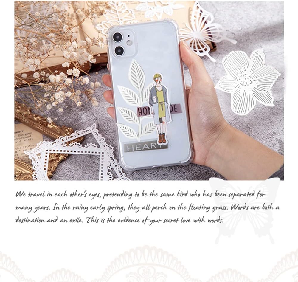 Vintage Scrapbooking Supplies Pack - 40 Pcs Cutout Lace Scrapbook Paper Feathers, Flowers, Leaves, Frame White Cutout Decorative Paper DIY Craft Paper Stationery for Junk Bullet Journaling Supplies : Arts, Crafts & Sewing