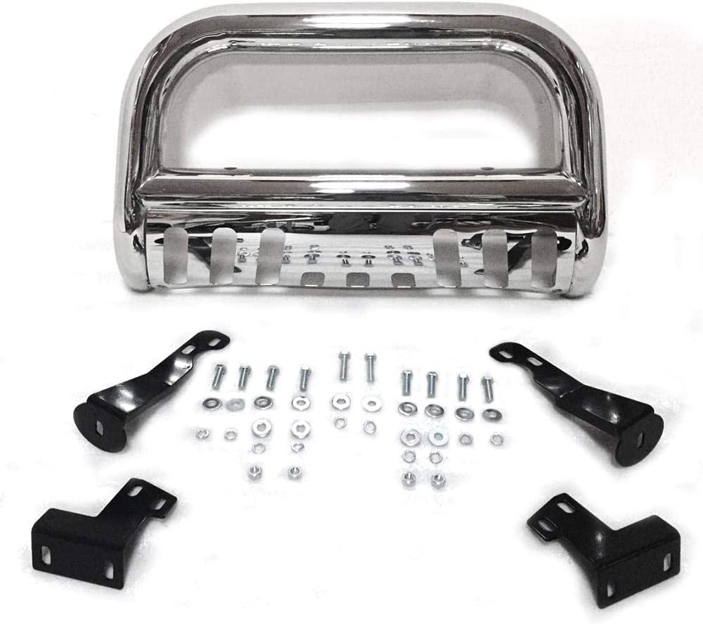 MOTORHOT Stainless Steel Front Bumper Bull Bar Grille Guard Compatible With 2005-2019 Nissan Frontier 2005-2008 2018 2019 Pathfinder 2005-2015 2018 2019 Xterr Silver
