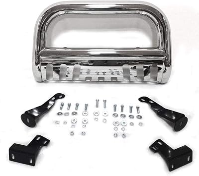 Stainless Steel Front Bumper Bull Bar Grille Guard Compatible With 2005-2019 Nissan Frontier 2005-2008 2018 2019 Pathfinder 2005-2015 2018 2019 Xterr Silver