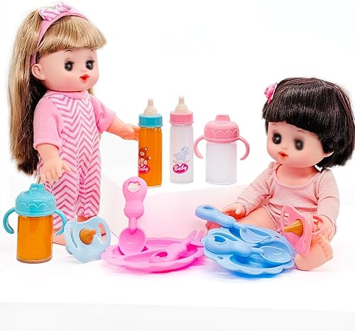 Miniatura 5 de Accesorios para muñecas de bebé, juego de botellas mágicas de jugo de leche que desaparecen, tazas para sorber con chupetes, cuenco, cucharas,