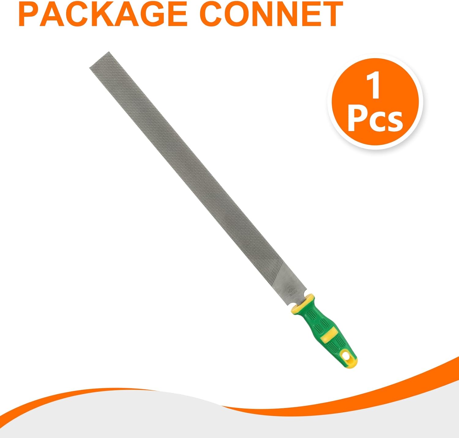 HARFINGTON Flat Coarse Cut File 18" Double Cut Teeth High Carbon Steel Hand Rasp File with Plastic Handle for Metal Wood Deburring Removing