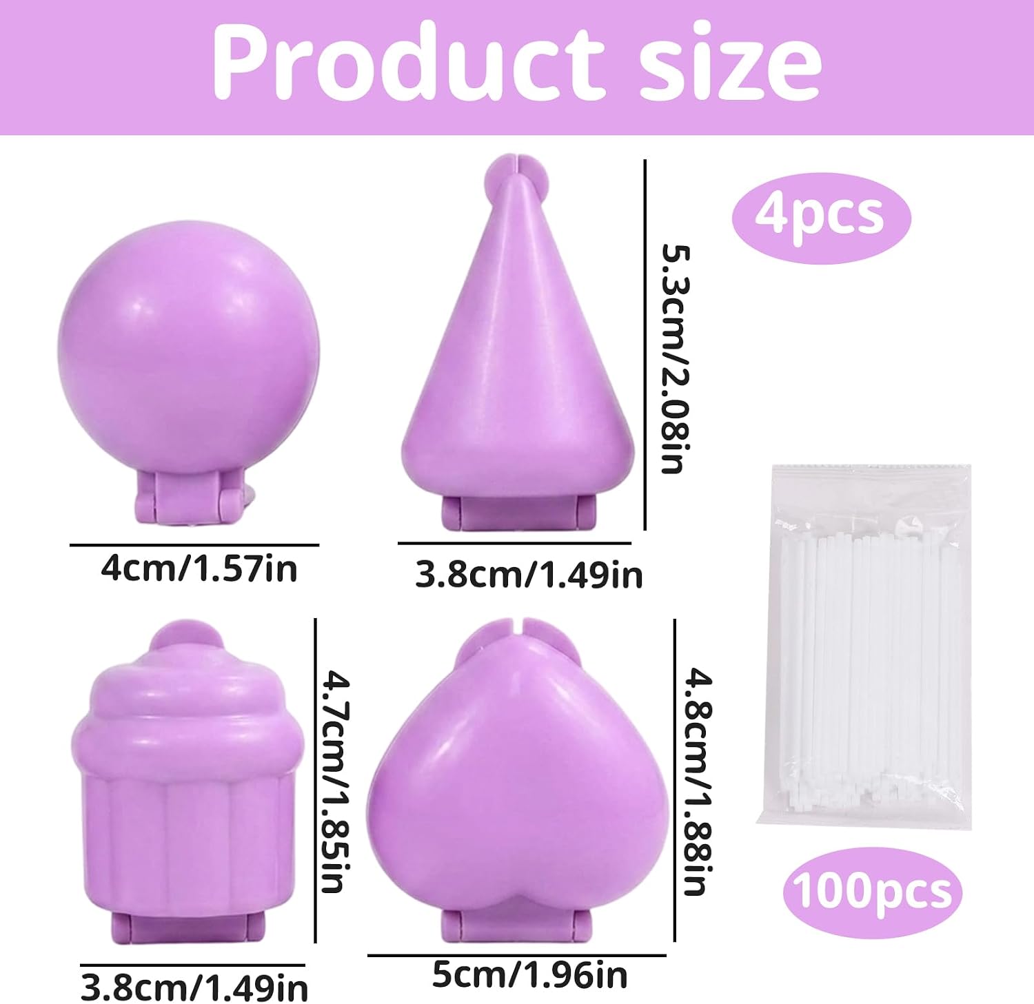 Cakepop Molds Shapes, 4-Piece DIY Cake Pop Mold Set with 100 Lollipop Sticks for Home Baking Enthusiasts, Professional Cake Pop Molds Shapes for Party and Holiday Dessert Creation