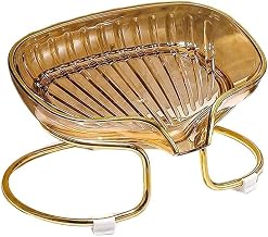 Self Draining Soap Dish with Golden Ring Holder and Metal Stand