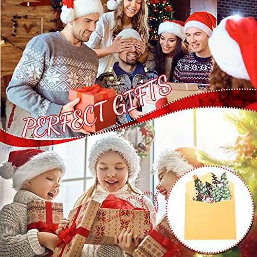 2 Pcs 3D Christmas Cards Pop up Christmas Card with Envelopes Merry Xmas Seasonal Greeting Cards Christmas Tree Santa for Holiday Post Cards Christmas Day Gifts (Christmas Tree, 6.6 x 5.8 Inch)