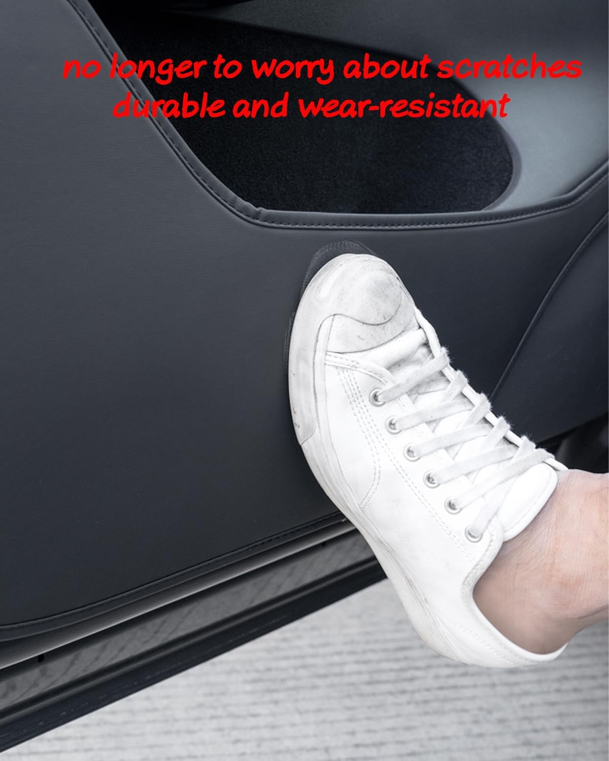 Car Door Anti Kick Pad，Model 3 Leather Fabric D oor Panel Protectors Compatible with Tesla Model 3 Highland Interior Accessories (Set of 4) (Model 3 Highland Door Panel Protector)