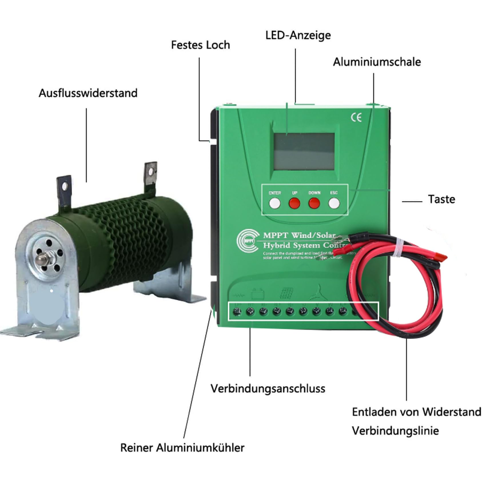48V 5000W Hybrydowy regulator ładowania wiatrowo-słonecznego 12V/24V/48V/220V MPPT z funkcją Boost, wyświetlacz LCD i darmowe obciążenie buforowe, dokładny