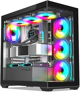 Spirit Of Gamer - Spark Dark, Boitier PC Gamer Aquarium RGB, Compatible ATX/mATX/mITX, 6 Ventilateurs 120 mm ARGB Inclus, Moyen Tour Gaming Vide avec Face Lateral et Avant en Verre Trempé 4MM