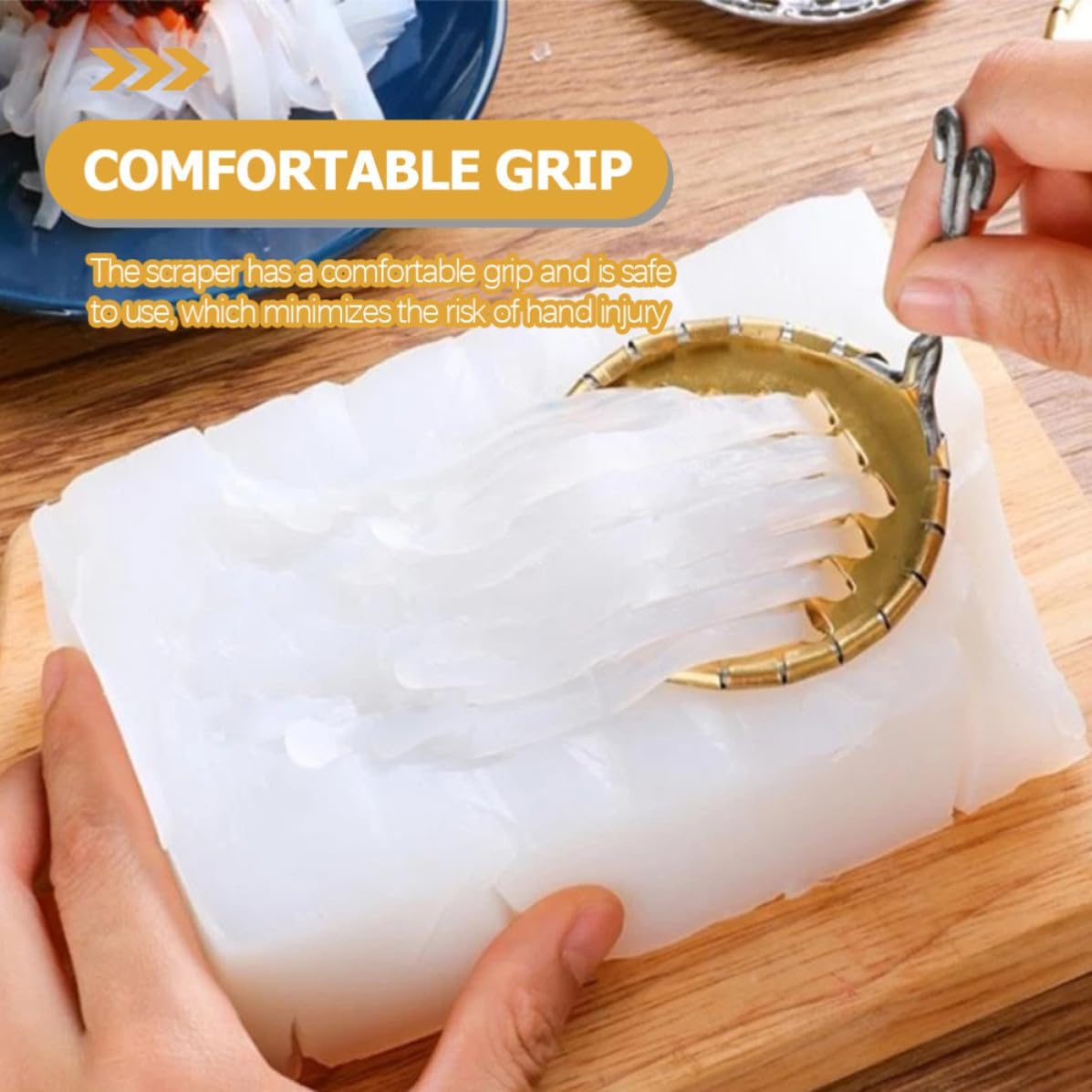 2pcs Stainless Steel Food Scraper Tool for Jelly and Cold Noodles, Multipurpose Reusable Metal Kitchen Scraping Gadget for Home Cooking