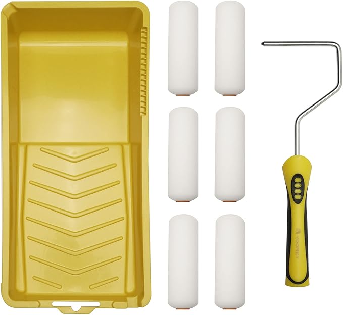 Voomey 4" Foam Paint Roller Kit, 8 Piece 4 Inch Mini Paint Roller,Small