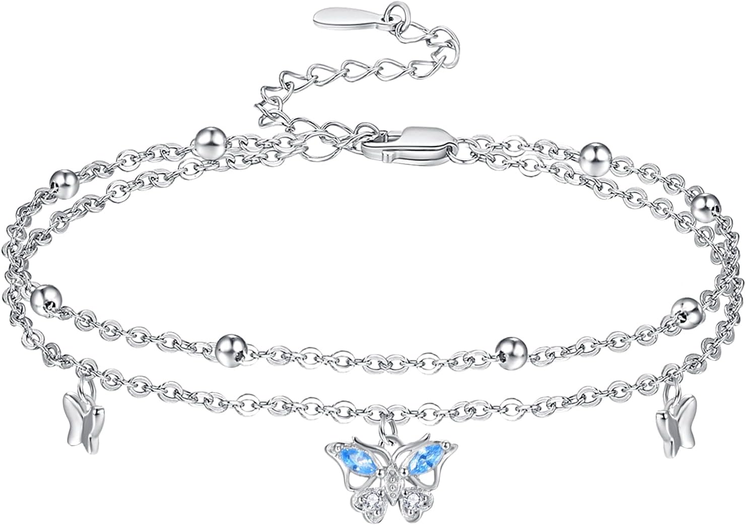 Palpitate Sterling Silver Butterfly Anklet & Ankle Bracelet for Women