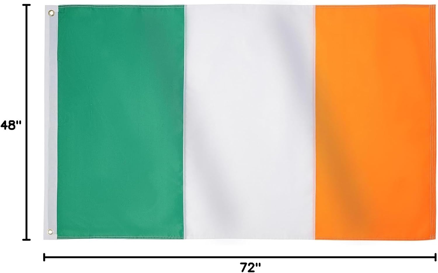 TOPFLAGS Irish Flag 4x6 Heavy Duty Outdoor Ireland Flag 4 by 6 Foot Sewn Stripes with 2 Brass Grommets