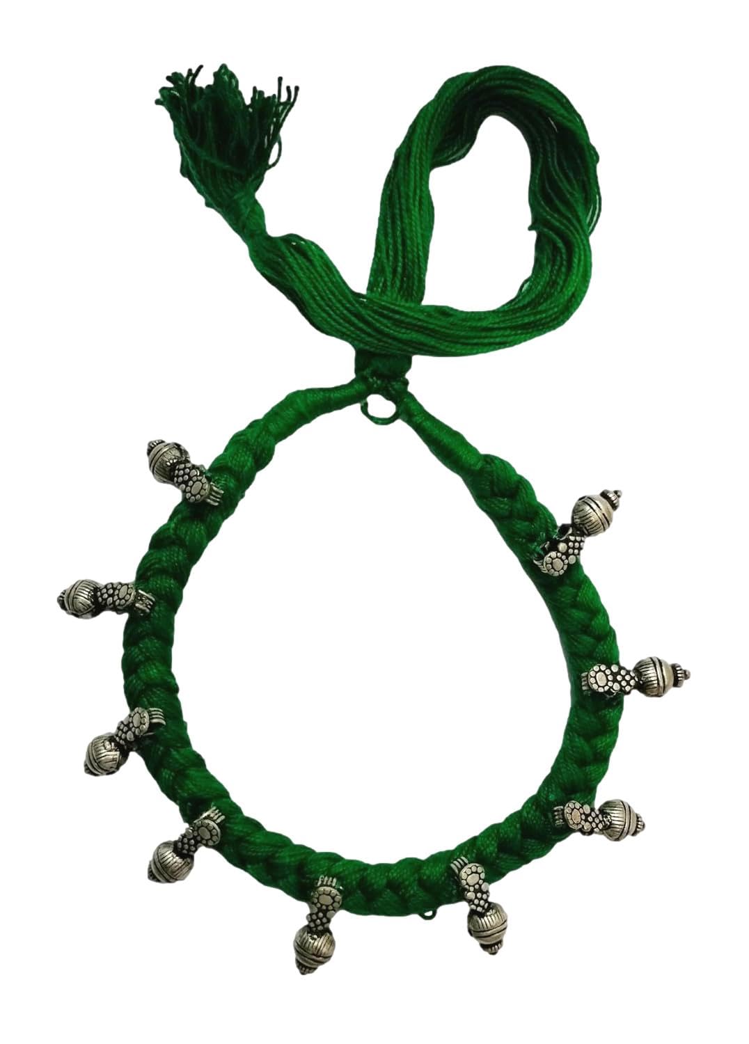 athizay Necklace Intertwined in Red Thread Offbeat Women Jewelry Handcrafted choker & Silver round Bid || Indian tribal || (Dark Green) (B0CJTTVYNX) Amazon Price History, Amazon Price Tracker